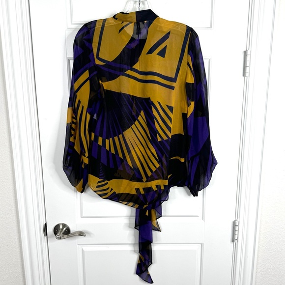 DIANE VON FURSTENBERG Renello Blouse 100% Silk Size 8 Very Rare - Picture 5 of 11